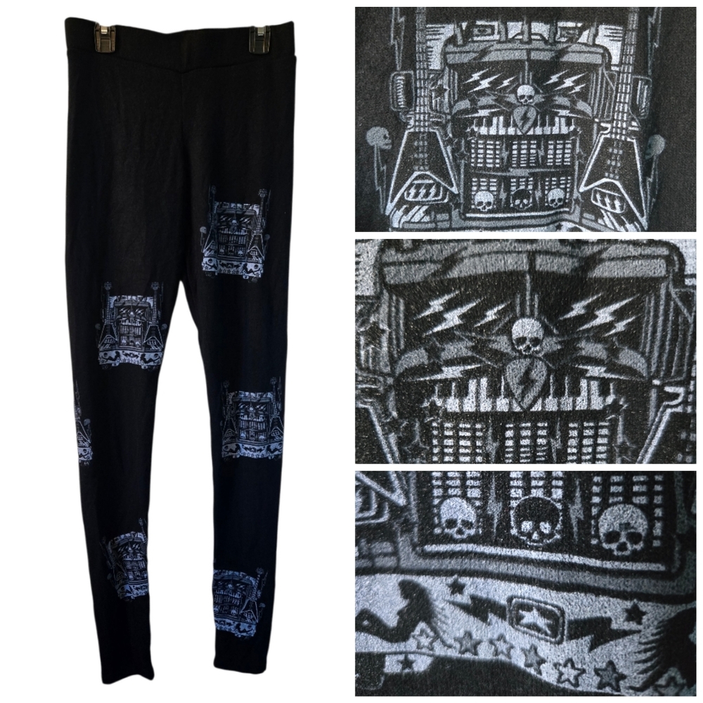 Lauren Moshi Skull Haunted House Car leggings/sweatpants